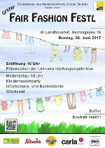 Das Fair Fashion Festl findet am 26. Juni um 16:00 Uhr im Grazer Landhaushof statt © globalstudies.uni-graz.at Das Fair Fashion Festl findet am 26. Juni um 16:00 Uhr im Grazer Landhaushof statt