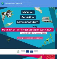 Das Bild beschreibt die Global Education Week 2026 mit genauem Datum.